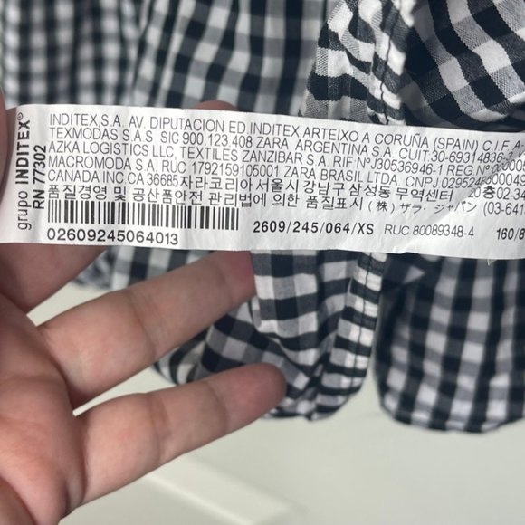 ZARA TRAFALUC | Black and White Checkered Peplum Tank with Button Back | Size XS - Picture 7 of 10